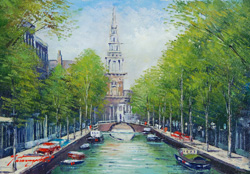 中島達幸「オランダアムステルダムの運河」