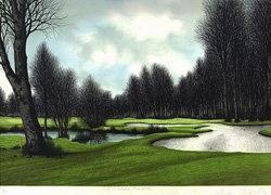 エンタメ/ホビージャック  デペルト　フォンテーヌブローのゴルフ場 小 リトグラフ風景画　版画